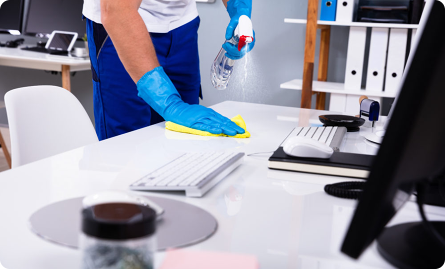 Office cleaning in progress